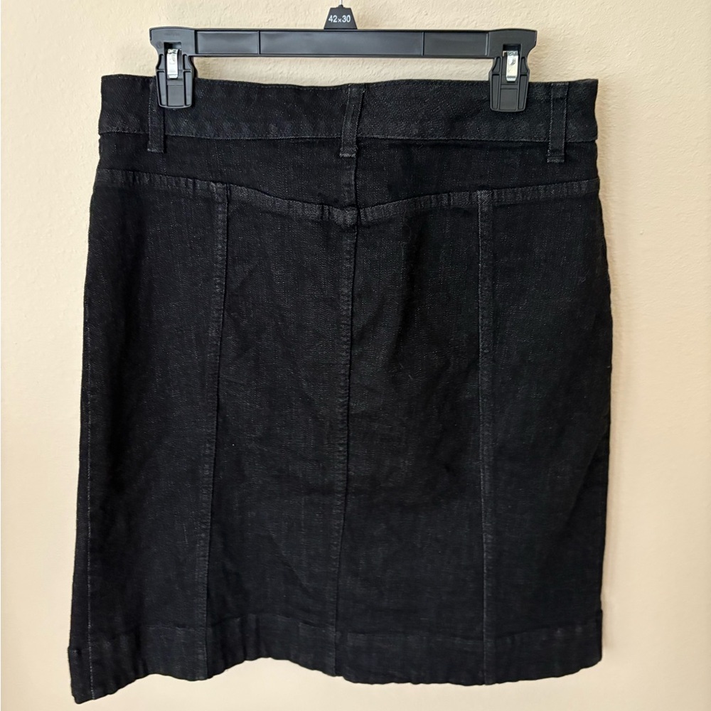 Chaps Black Denim Skirt with Silver Buttons - Picture 2 of 3
